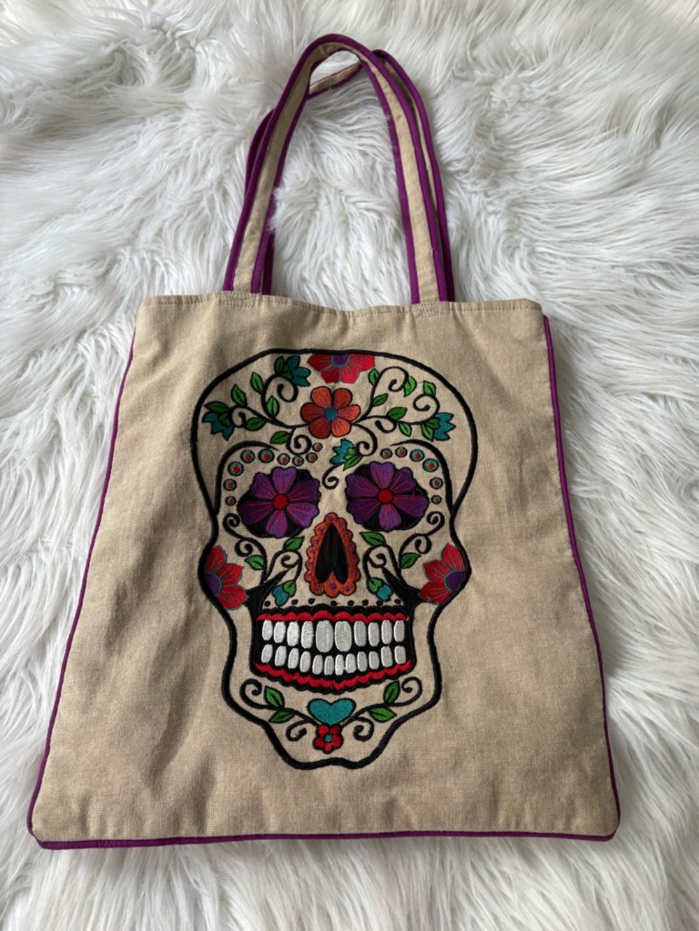 The Americas Day of the Dead Sugar Skull Cotton Tote Bag